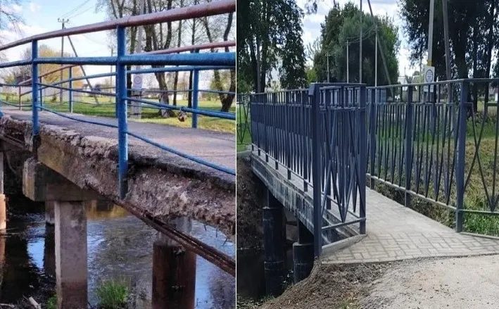 В деревне Высокий Полк и поселке Октябрьский отремонтировали дорогу и мост
