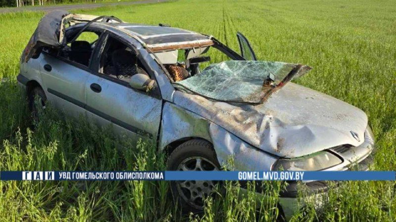 В Рогачевском районе водитель опрокинул автомобиль и получил травмы