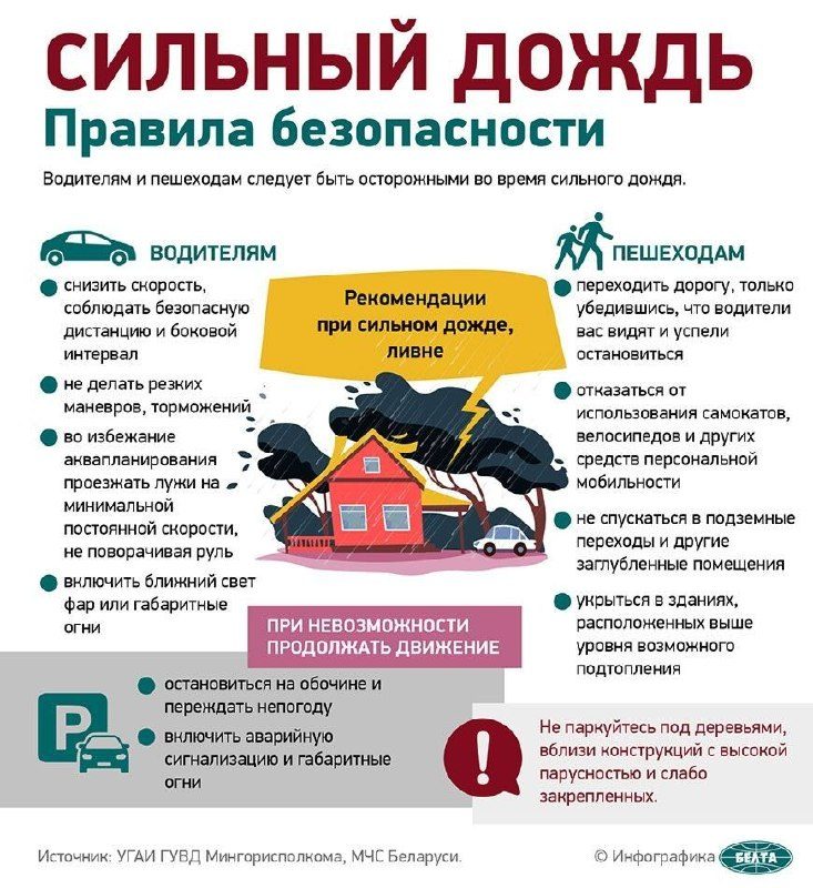 В Гомеле ожидаются дожди с грозами и усиление ветра
